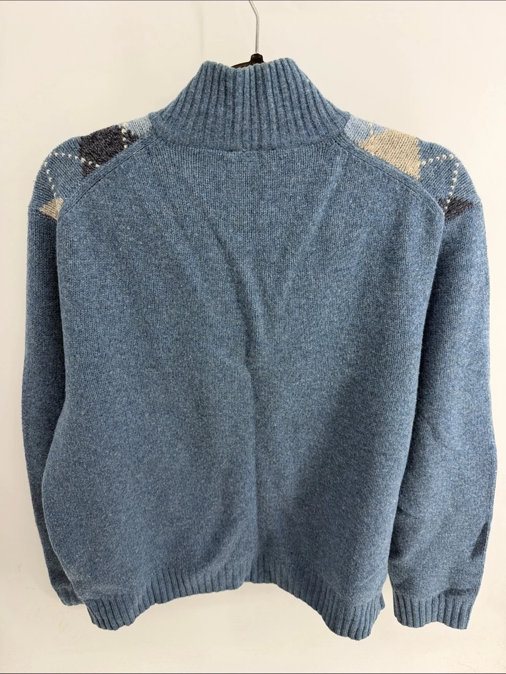 Vintage J. Crew 100% lambswool argyle pattern mock neck 1/4 zip knit sweater XL